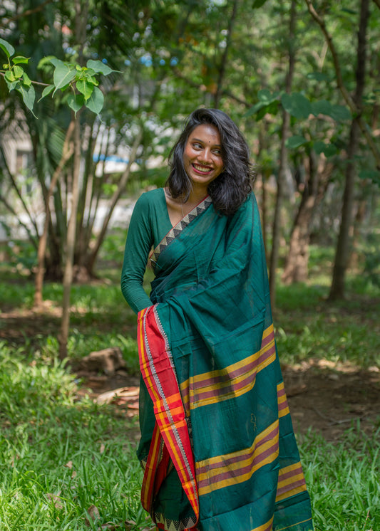 Narayanpeth Majesty Saree Green